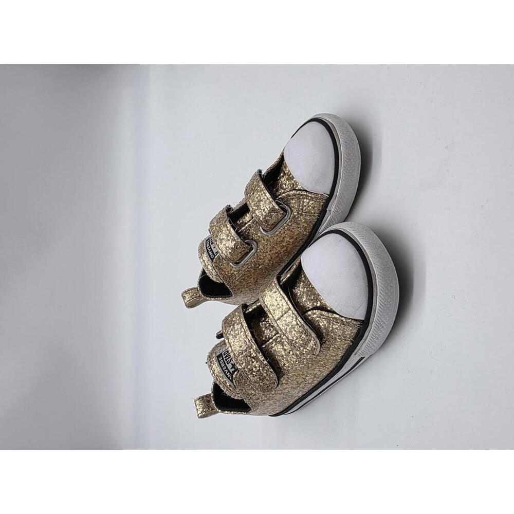 Converse - EUC - Kids Size 9T - Glitter Gold Sneakers with Velcro Straps